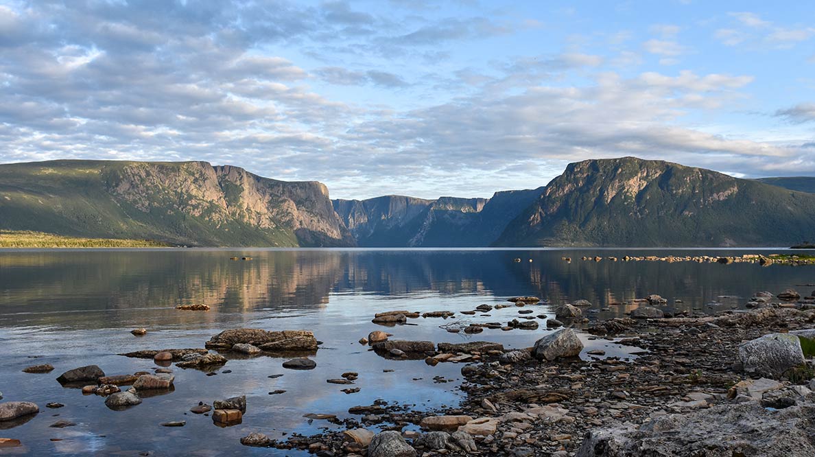 Western Brook Pond in the Gros Morne National Park of Newfoundland, Canada.