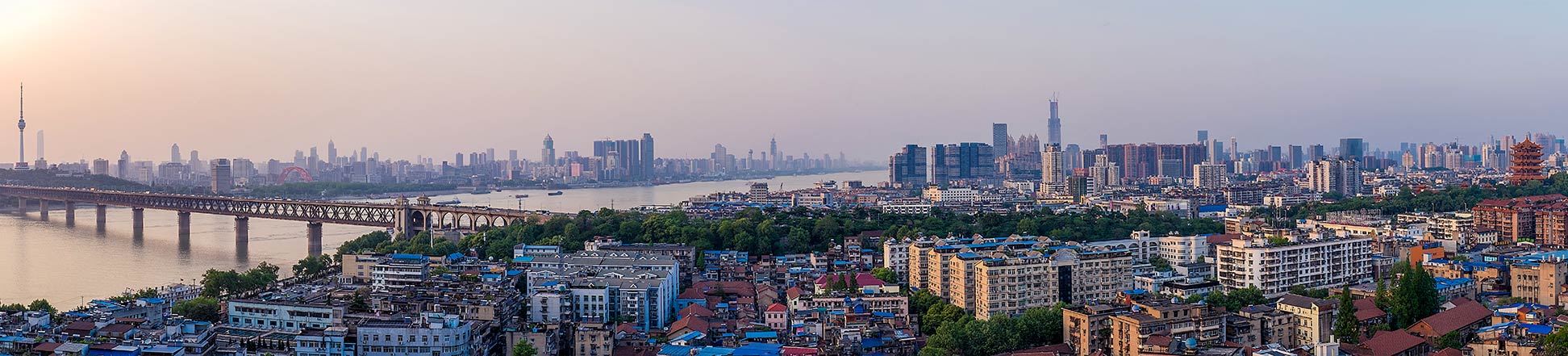 Panorama view of Wuhan, the capital of Hubei province on the Yangtze river