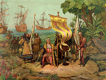 Columbus arrives in America