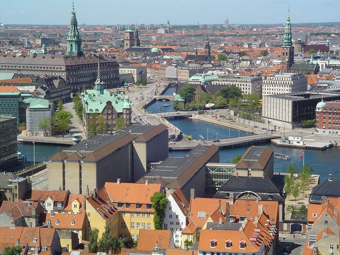 Copenhagen, Denmarks largest city and capital, seen from Vor Frelsers church