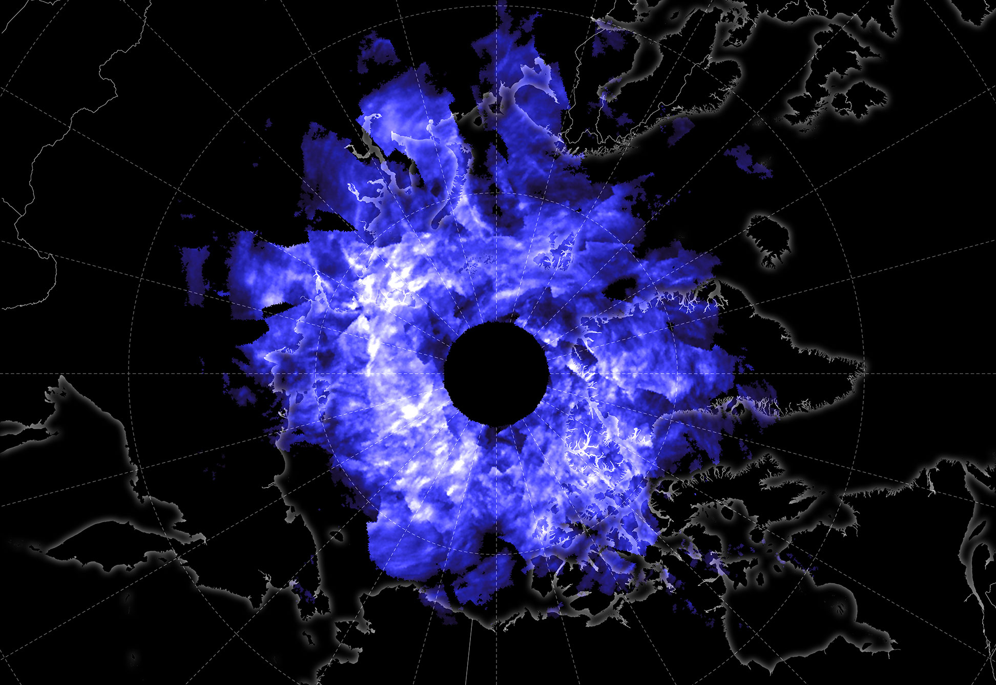 Noctilucent or "night shining" clouds over the North Pole