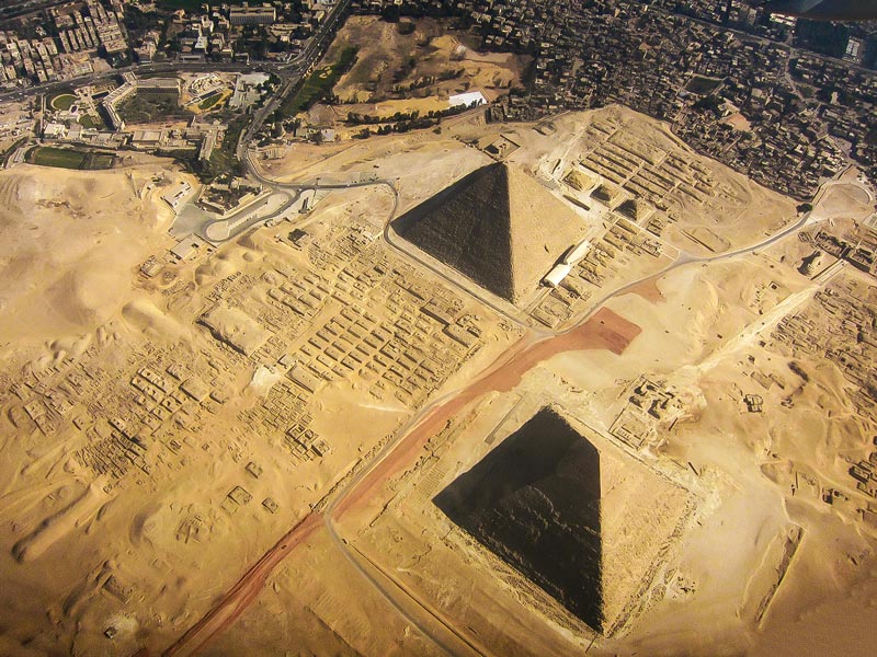 Aerial view of the Giza Pyramids