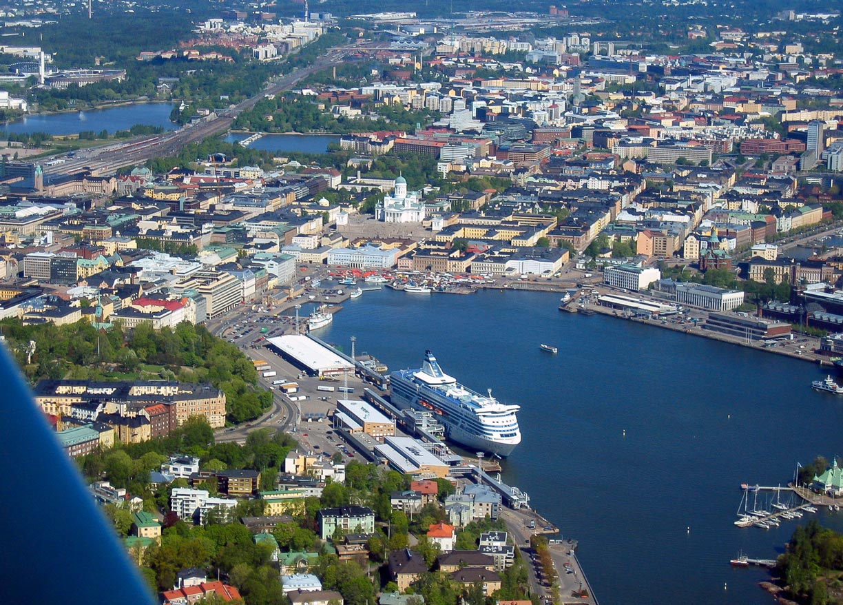 Aeriel view of the South Harbour of Helsinki, the capital of Finland.