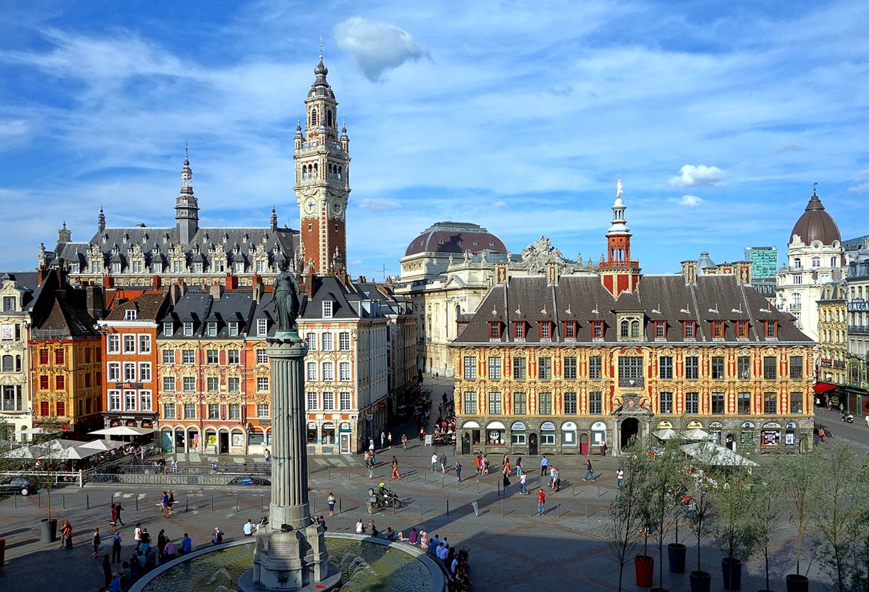 The grand square in the city is known as Place du General de Gaulle, Lille, France