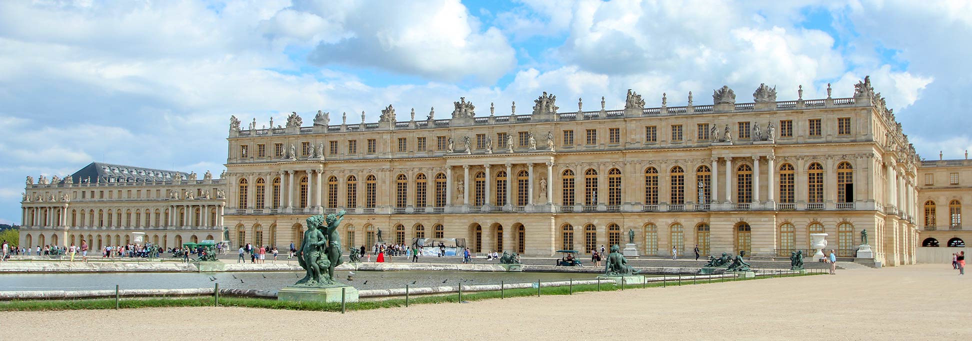 Garden facade of the Palace of Versailles with Basin du Midi