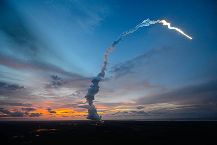 ATV-4 Albert Einstein lifts off from Kourou.