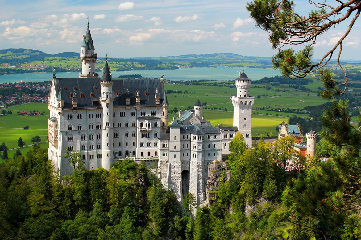 Schloss Neuschwanstein with Forggensee (lake)