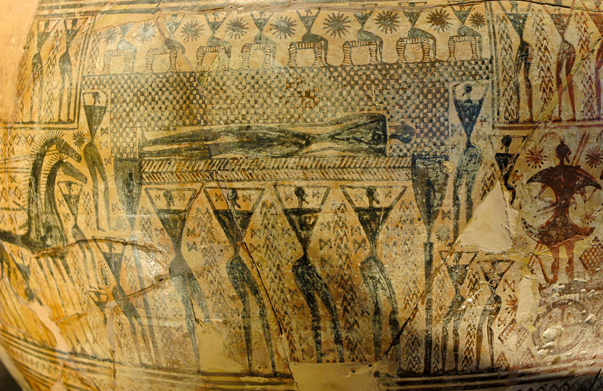 Painted vase from the Dipylon Cemetary in Athens
