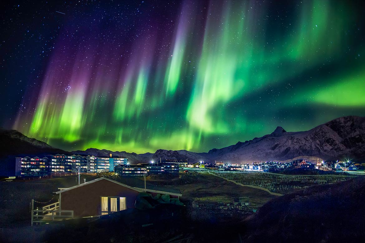 Northern lights (Aurora Borealis) in Greenland