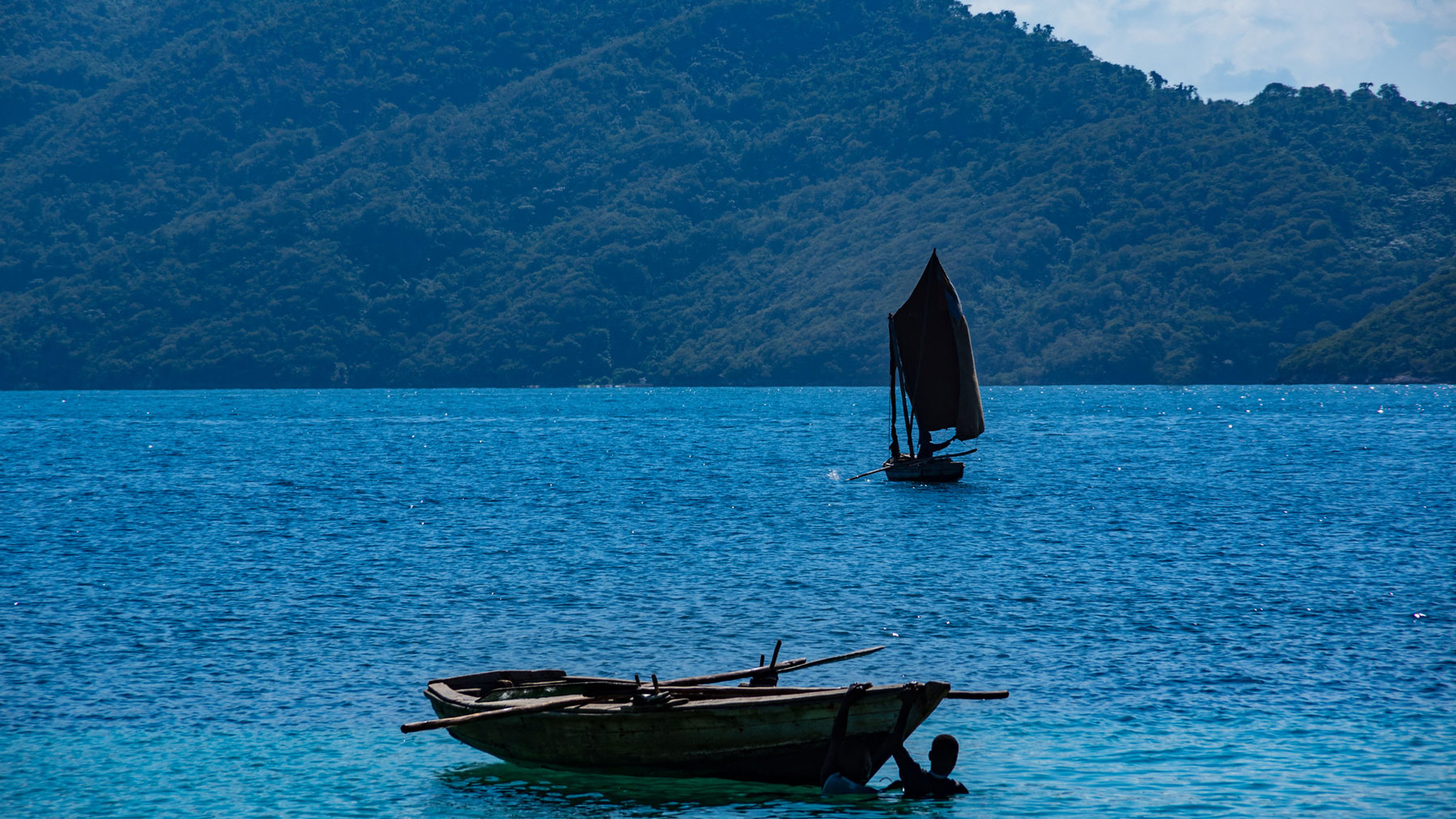 Boats near Camp Louise beach