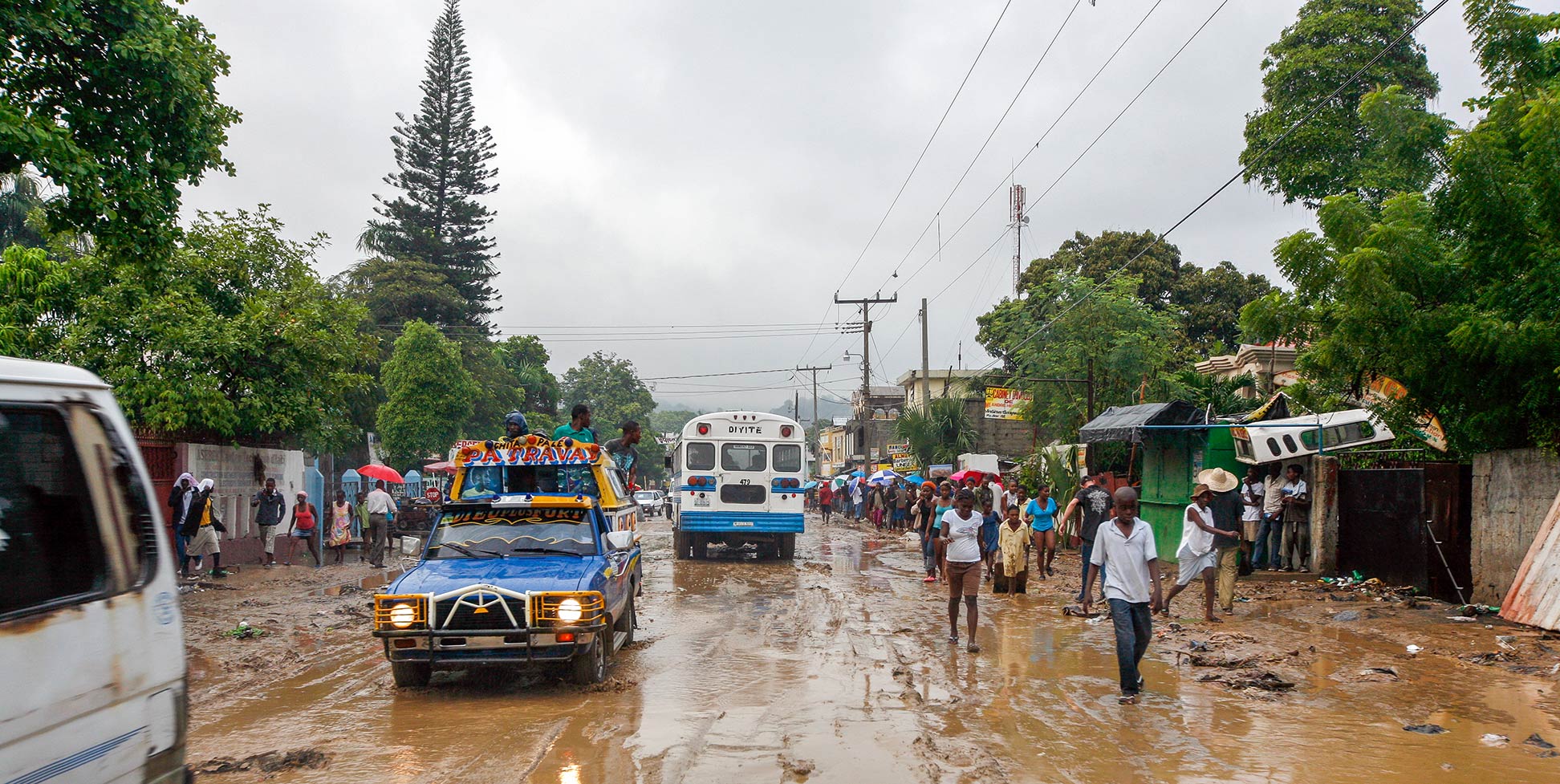 A road in Cap Haitien after heavy thunderstorms with flooding.