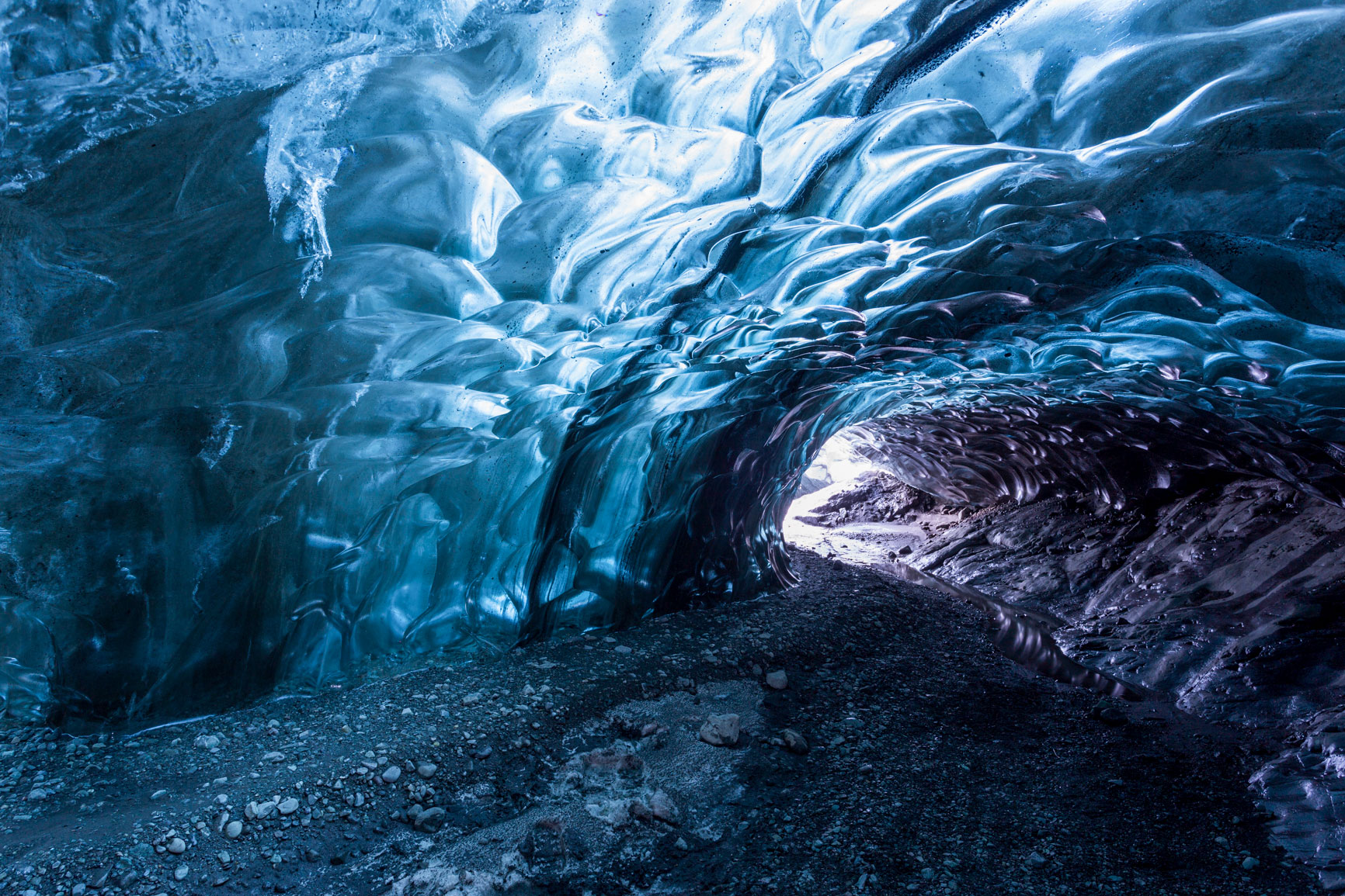 An ice cave under Vatnajökull, Iceland's largest Ice cap.