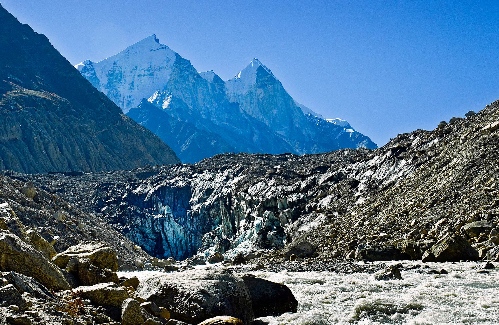 Gomukh, source of the Ganges river Gomukh, terminus of the Gangotri glacier, Uttarakhand, India