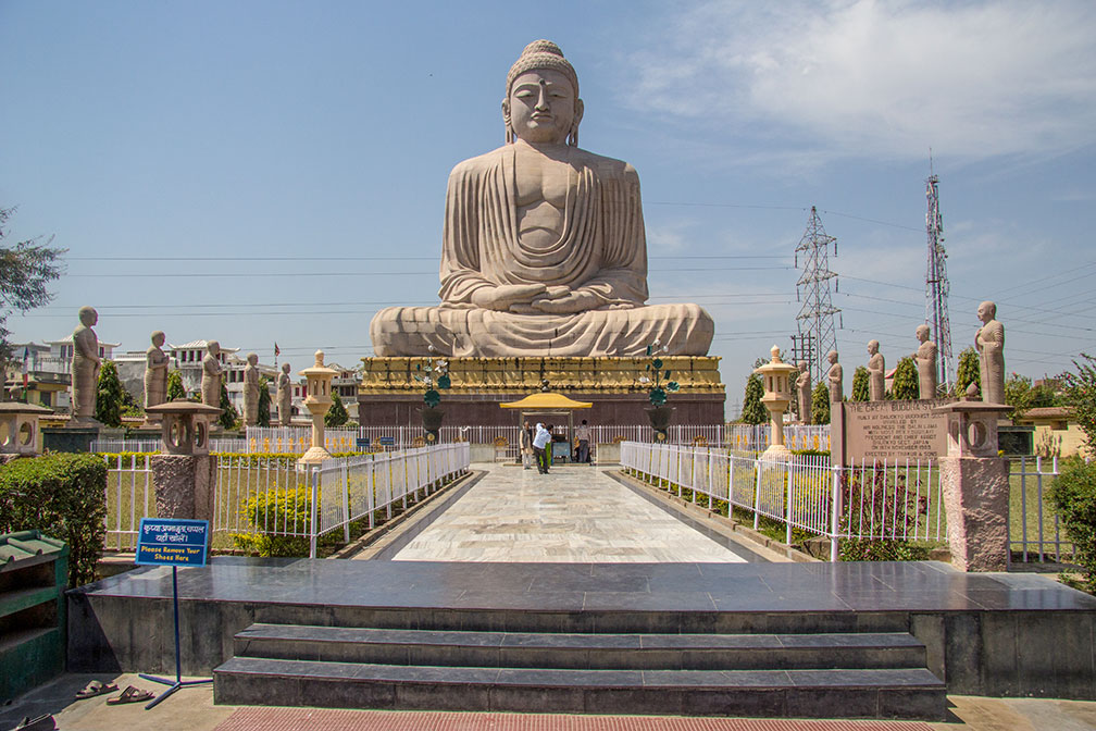 Giant Buddha in Bodh Gaya temple complex in Gaya, Bihar
