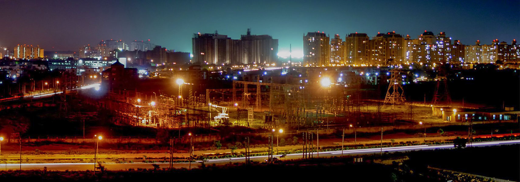 Skyline of Gurgaon at night
