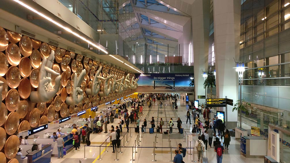Interior of Terminal 3 of Indira Gandhi International Airport in New Delhi, India