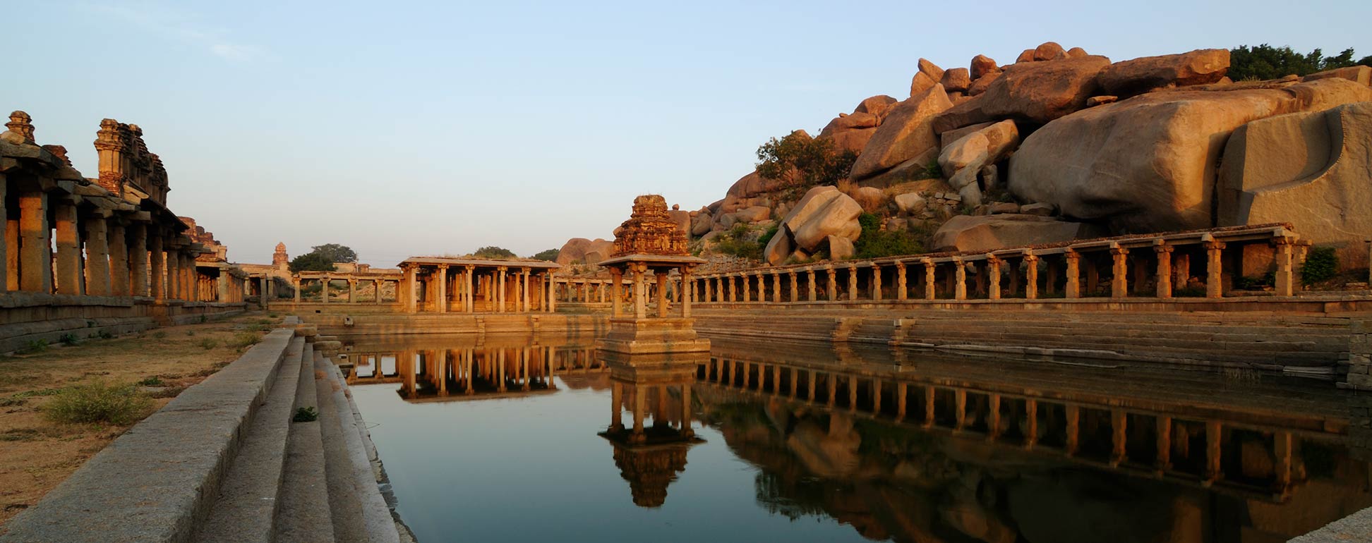 Medieval water tank of the Krishna temple in Hampi, Karnataka