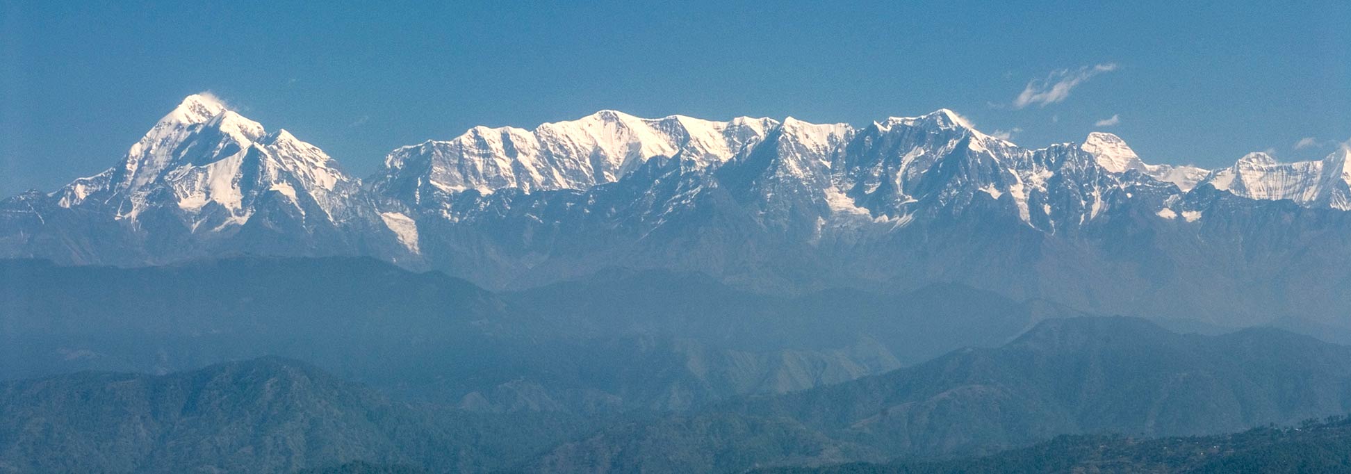 Peaks of Trishul and Nanda Devi and the Himalayan mountain range