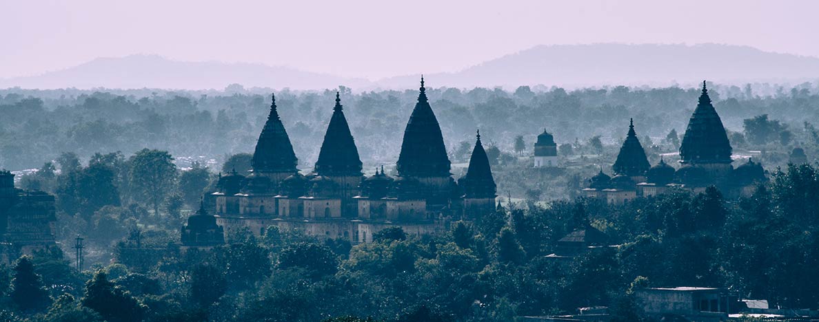 Royal Chhatris on the bank of the Betwa River in Orchha, India