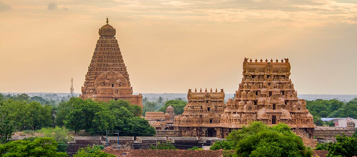 Dravidian architecture style Brihadeeswara Temple in Thanjavur