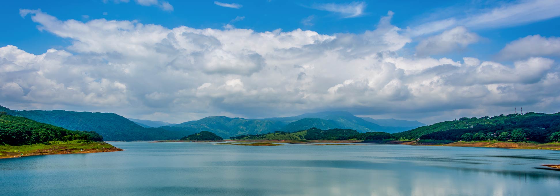 Umiam Lake (also known as Barapani Lake) near Shillong in Meghalaya