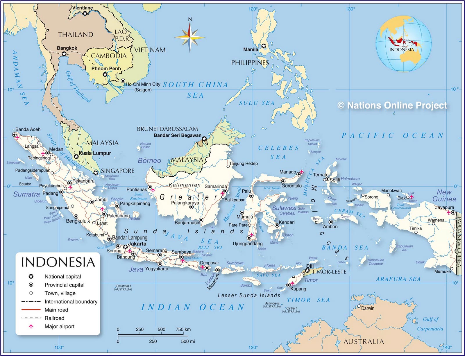 Indonesia political Map with cities