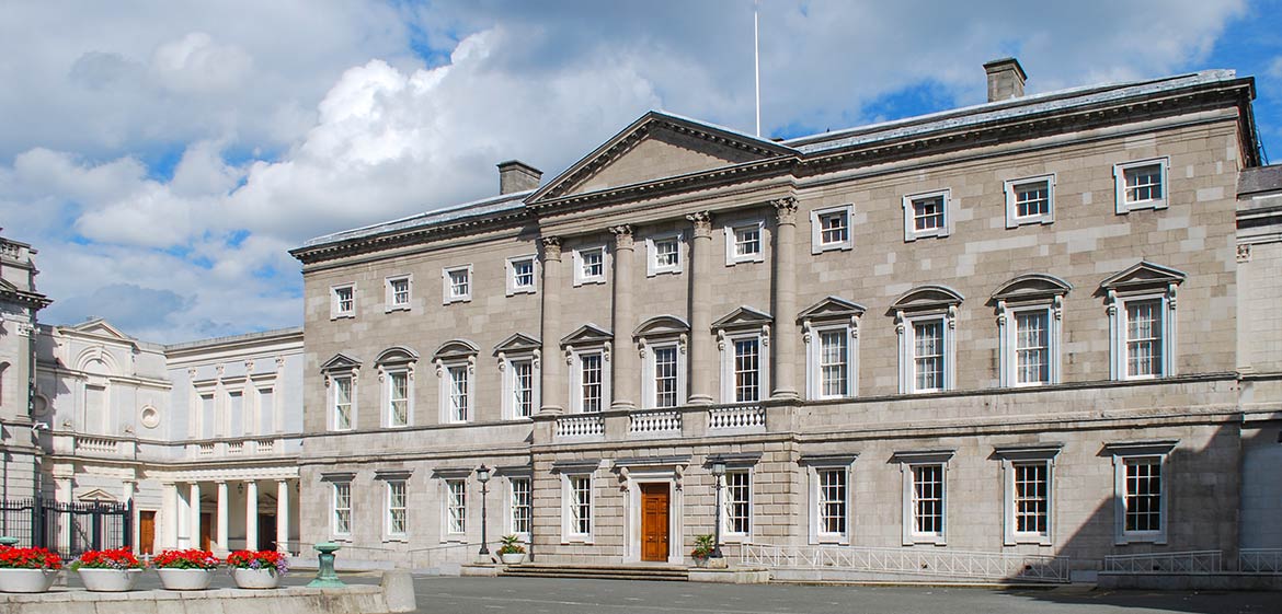 The Leinster House in Dublin houses the Irish parliament