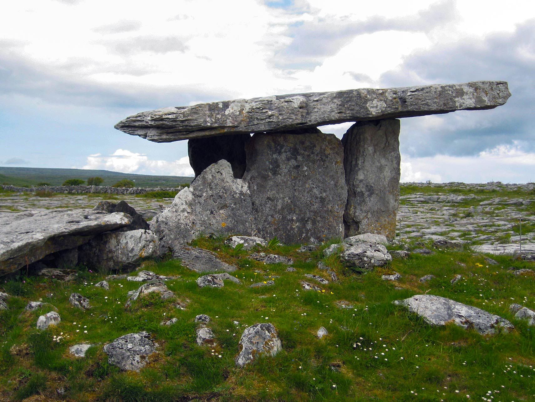 Poulnabrone dolmen, a megalithic passage tomb in the Burren, Ireland