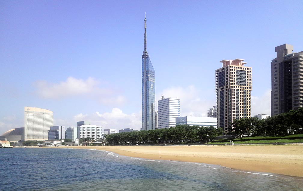 Fukuoka seaside with Fukuoka Tower, Kyushu island, Japan