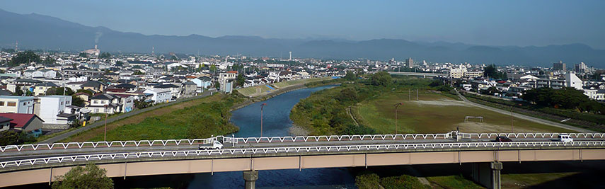 The Arakawa River flowing through Fukushima