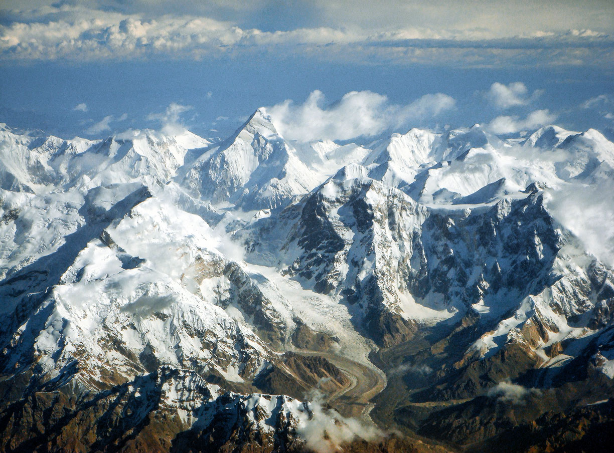 Central Tian Shan mountain range with Khan Tengri and Jengish Chokusu mountains, Kazakhstan and Kyrgyzstan