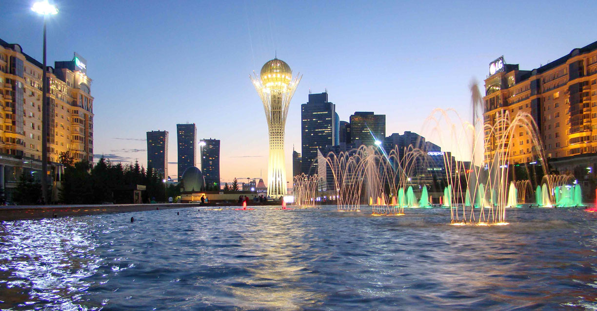 Downtown Nur-Sultan (Astana) with Baiterek observation tower.