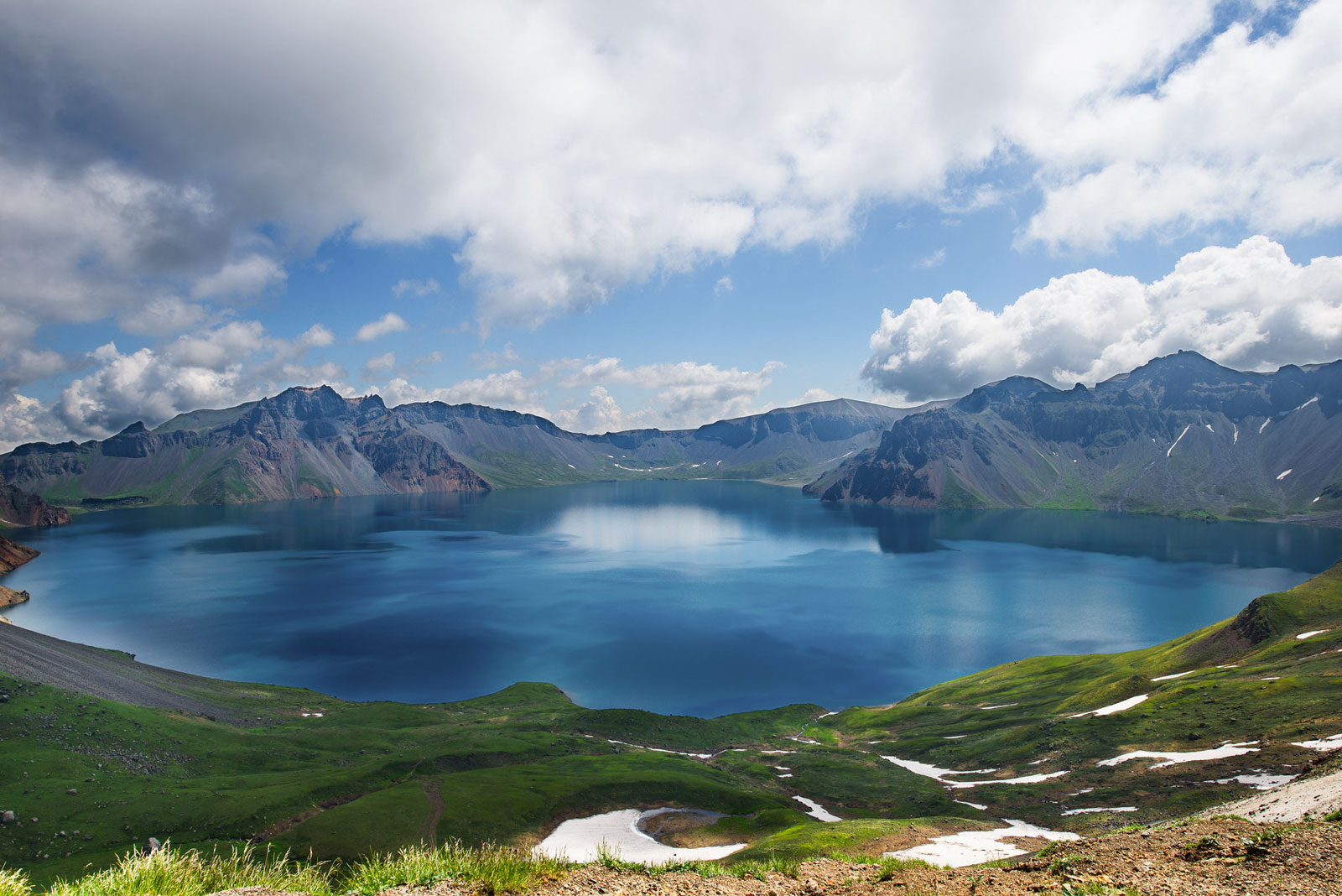 Heaven Lake in a caldera atop Mount Paektu.