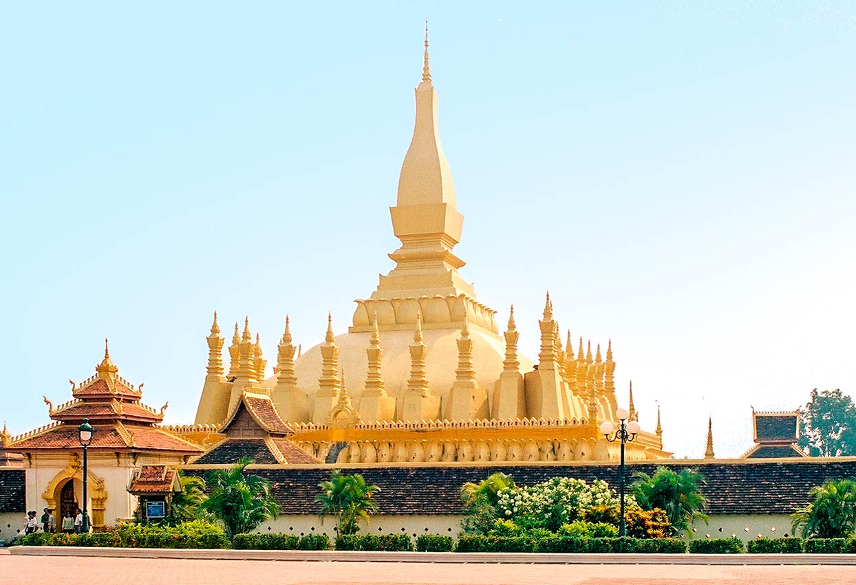 Pha That Luang monument in Vientiane, Laos is the national symbol