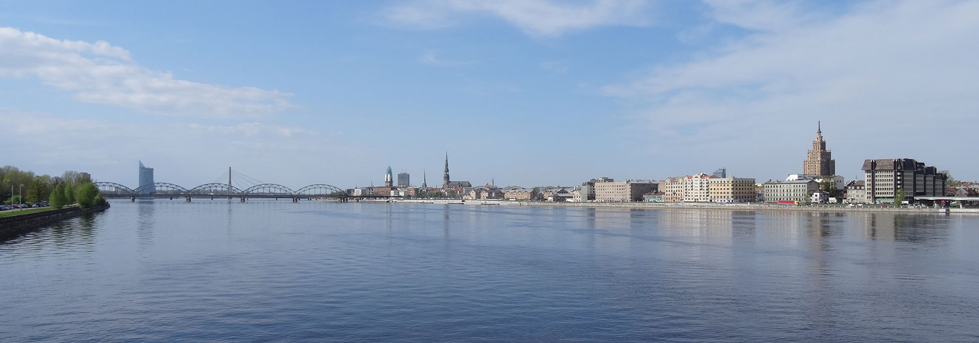 Panoramic view of Riga, Latvia's capital city at the Daugava River