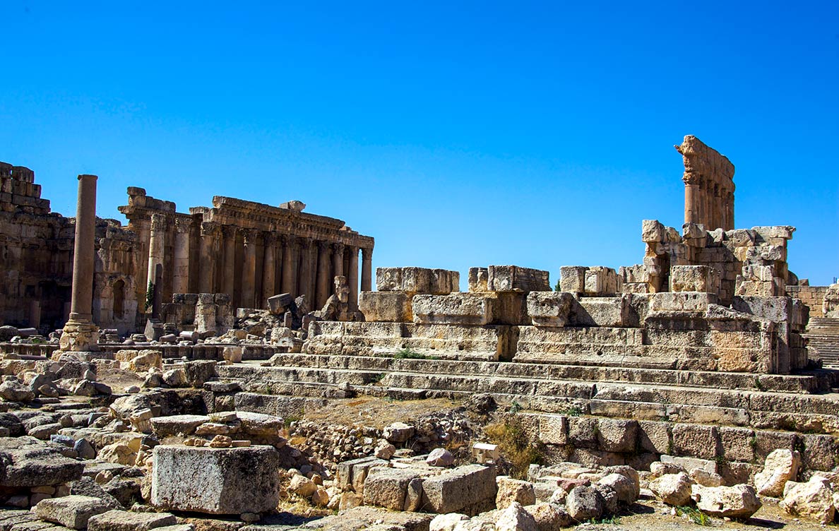The Temple of Bacchus and Temple of Jupiter at Baalbek, Lebanon