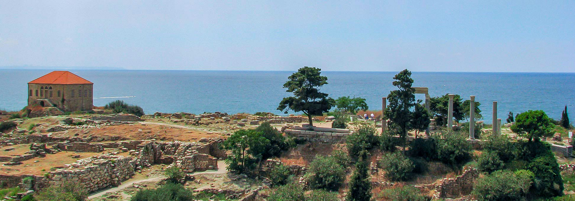 Ruins and a traditional Lebanese house at Byblos