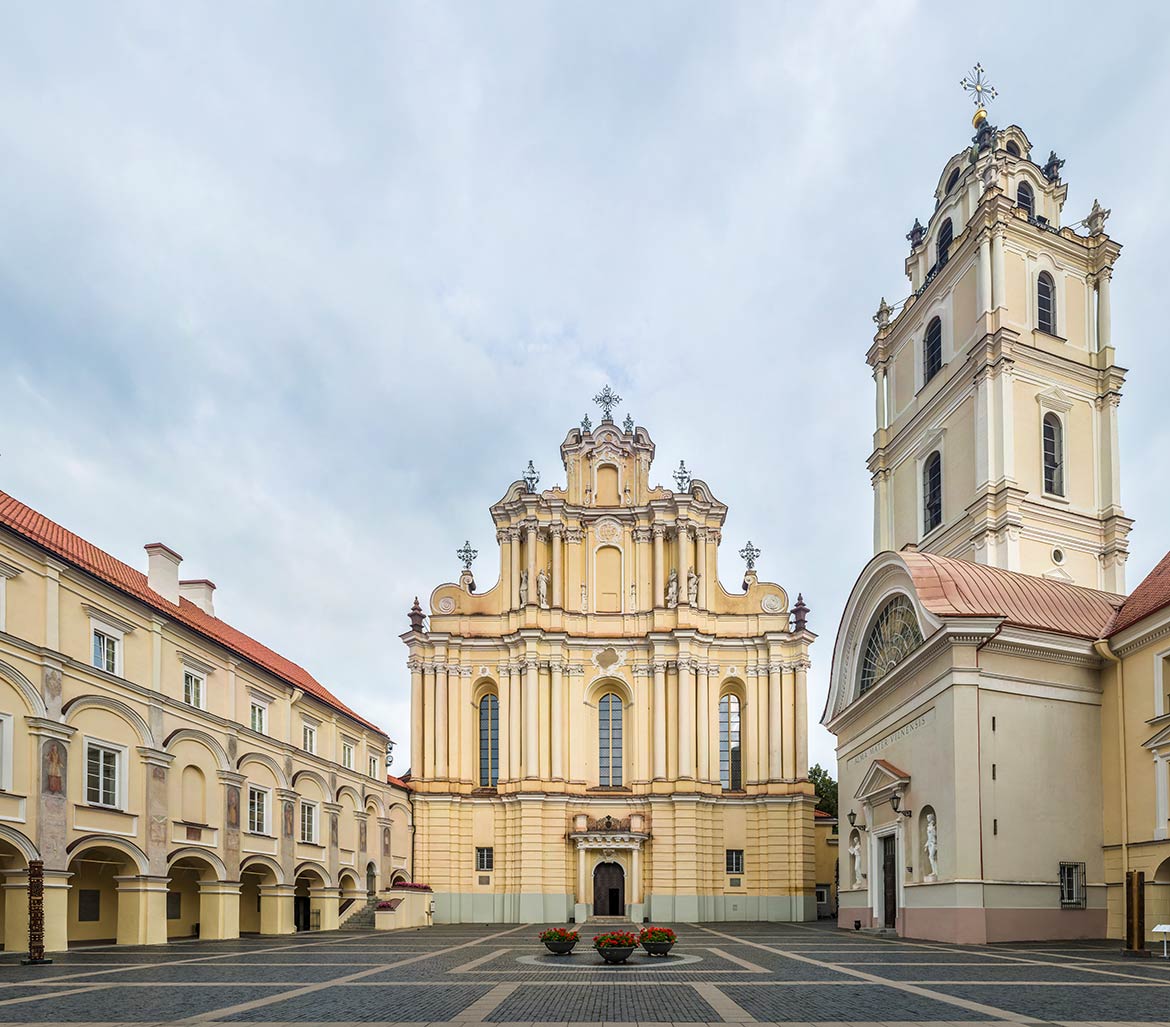 Grand Courtyard of Vilnius University with Church of St. Johns