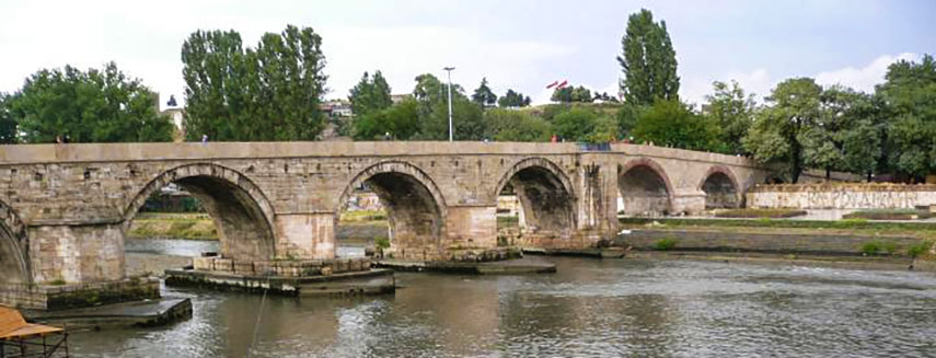 Stone Bridge over Vardar river in Skopje, Rep. of Macedonia