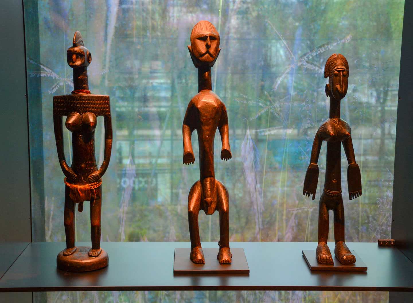 Bambara statuettes in the museum Musée du Quai Branly - Jacques Chirac, Paris