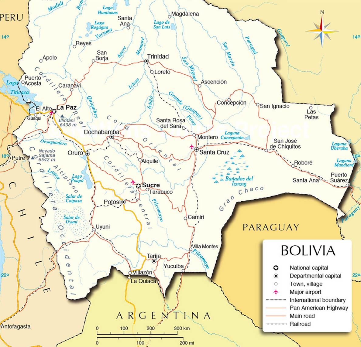 Printable Map Of Bolivia