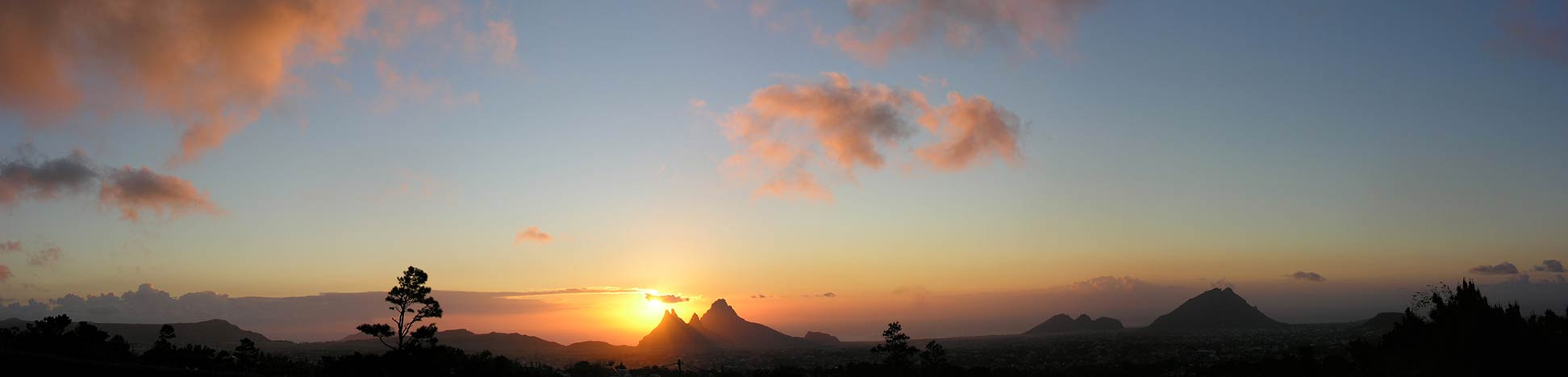 Sunset seen from the Trou au Cerf crater on Mauritius