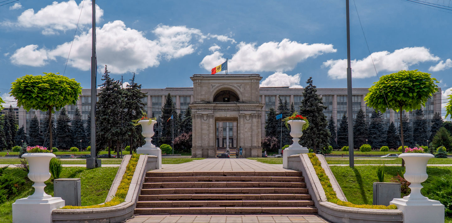 Triumphal Arch and Government House in Chisinau