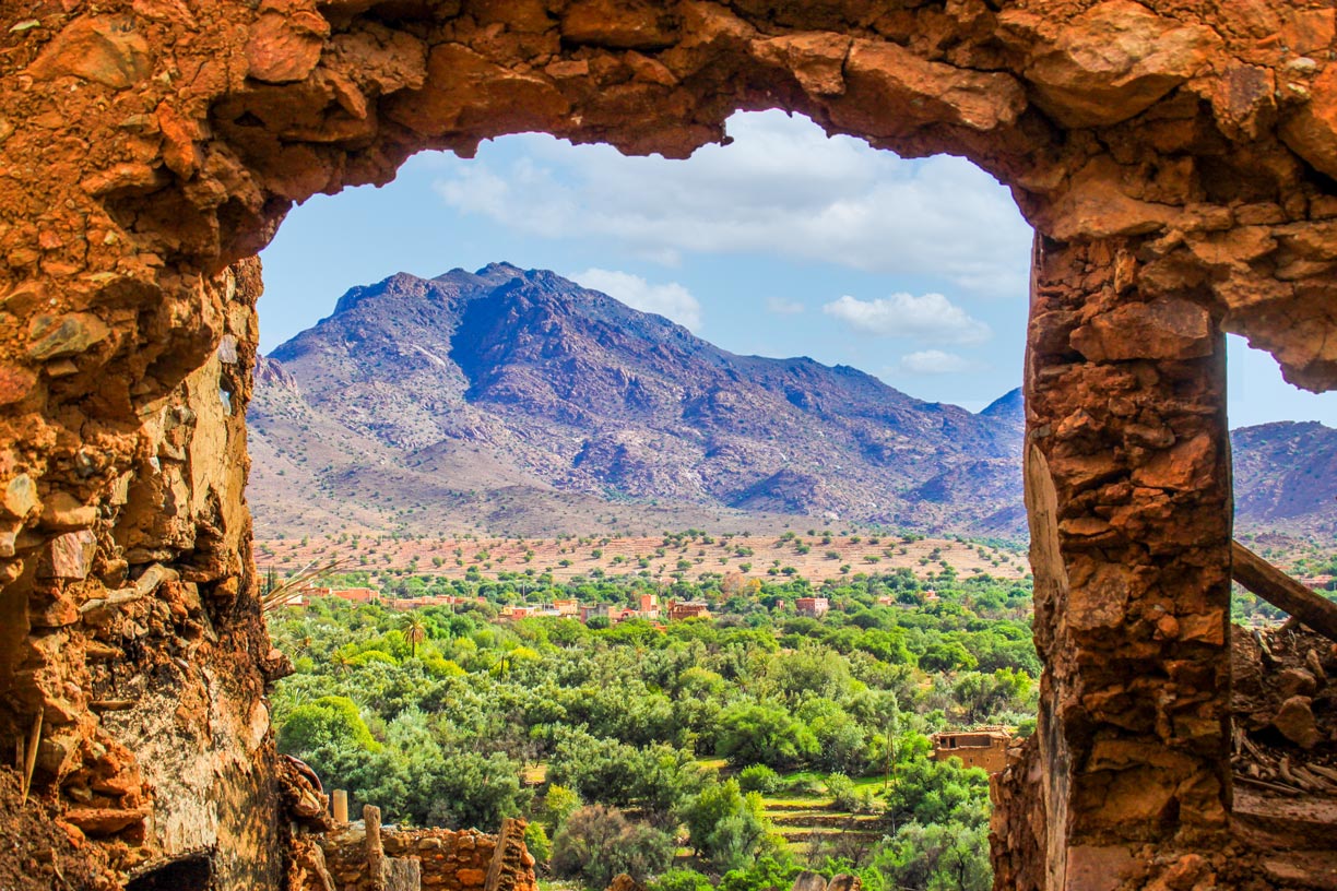 Oasis landscape in the Atlas mountains of Morocco