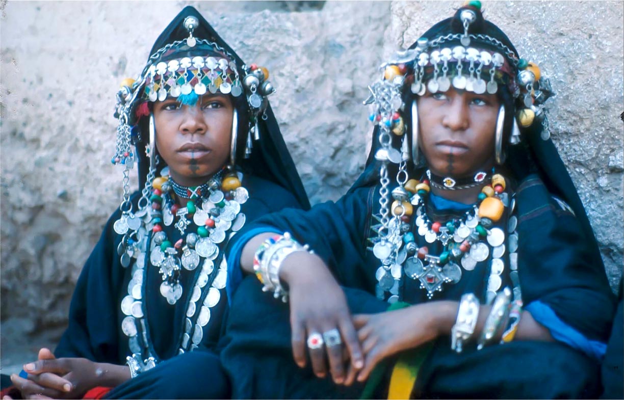 Two Moroccan Haratin women at the National Folklore Festival in Marrakech