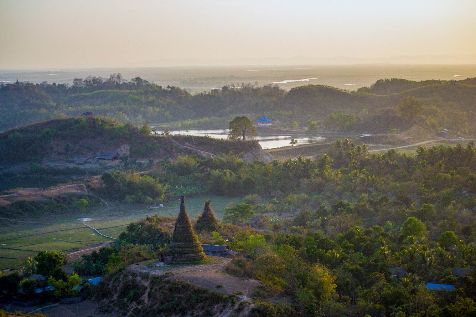 Landscape with pagodas near Mrauk U in Rakhine State