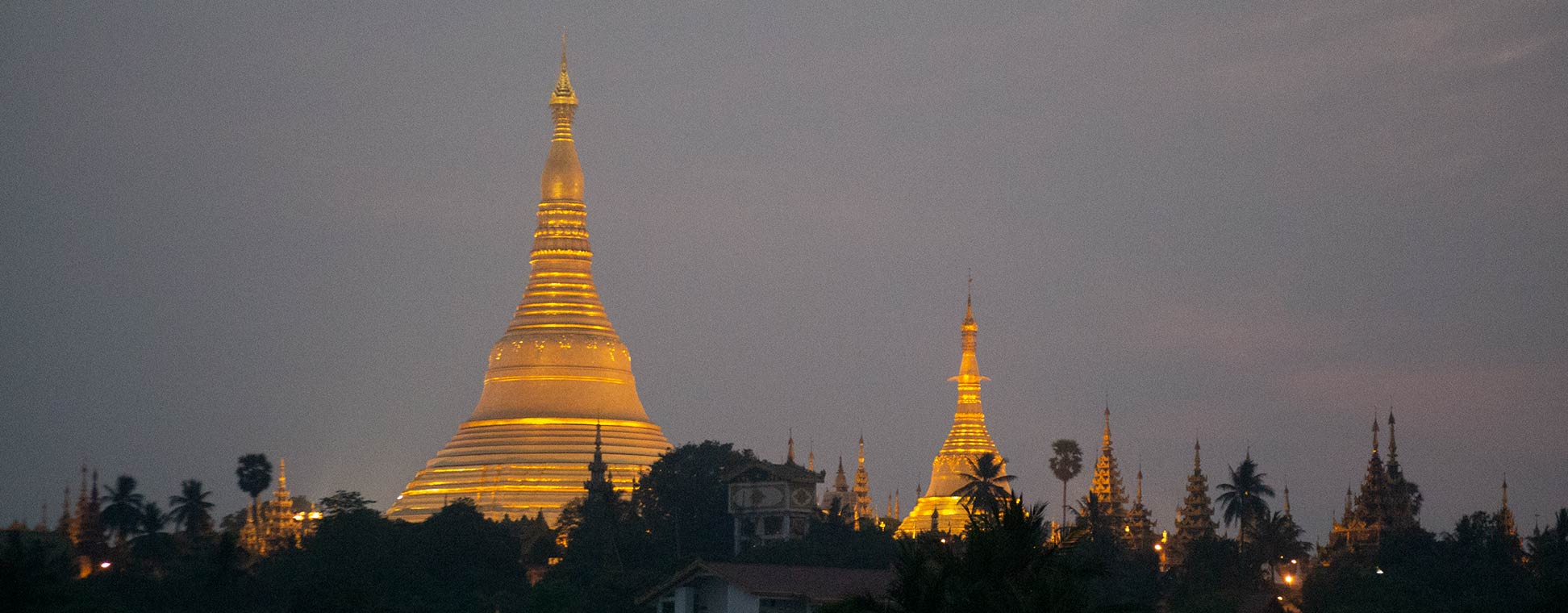 Shwedagon Pagoda after sunset, Yangon, Myanmar