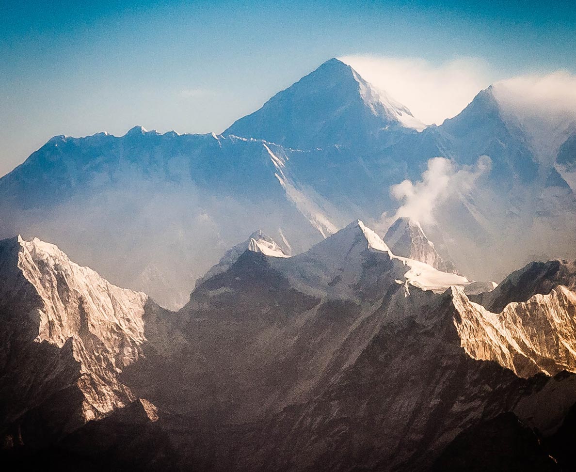 Nuptse, Mt. Everest and Lhotse in the morning