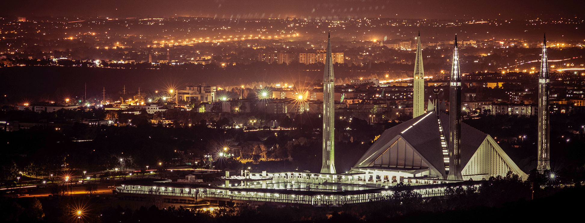 Shah Faisal Mosque at night, Islamabad, Pakistan