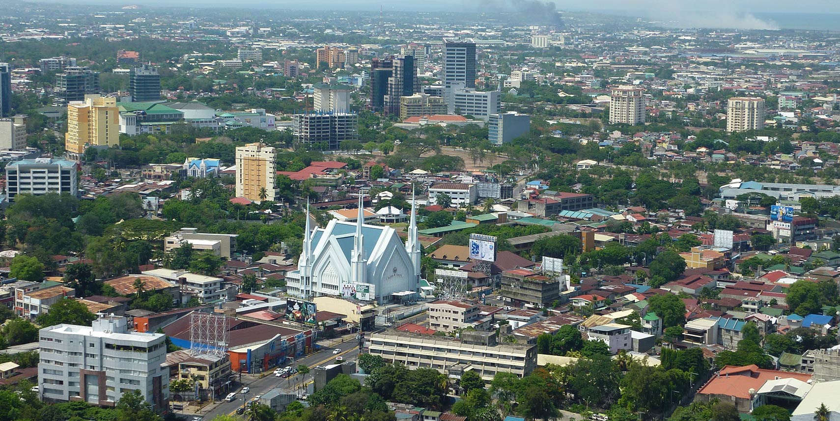 Cebu City aerial view with church